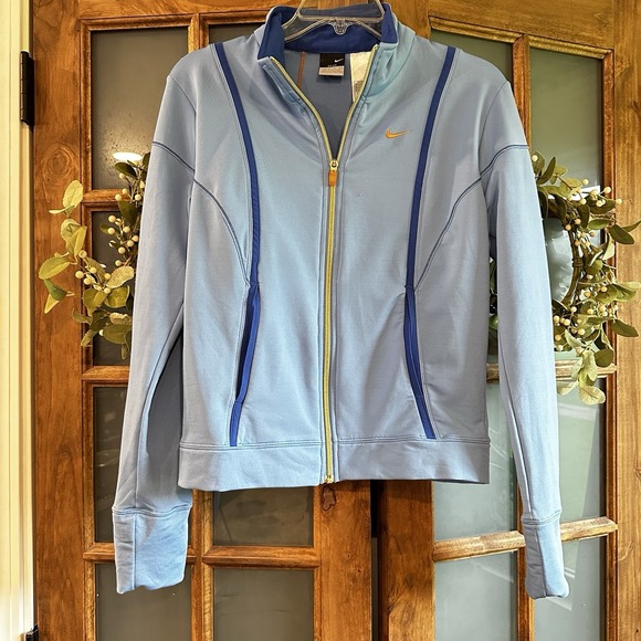 Nike Women's Dri Fit Full Zip Jacket Med Blue‎  Training Athletic Active - Picture 1 of 8